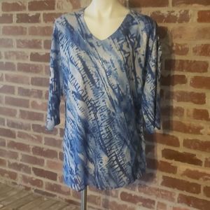 Blue, white and silver blouse. Worn once.